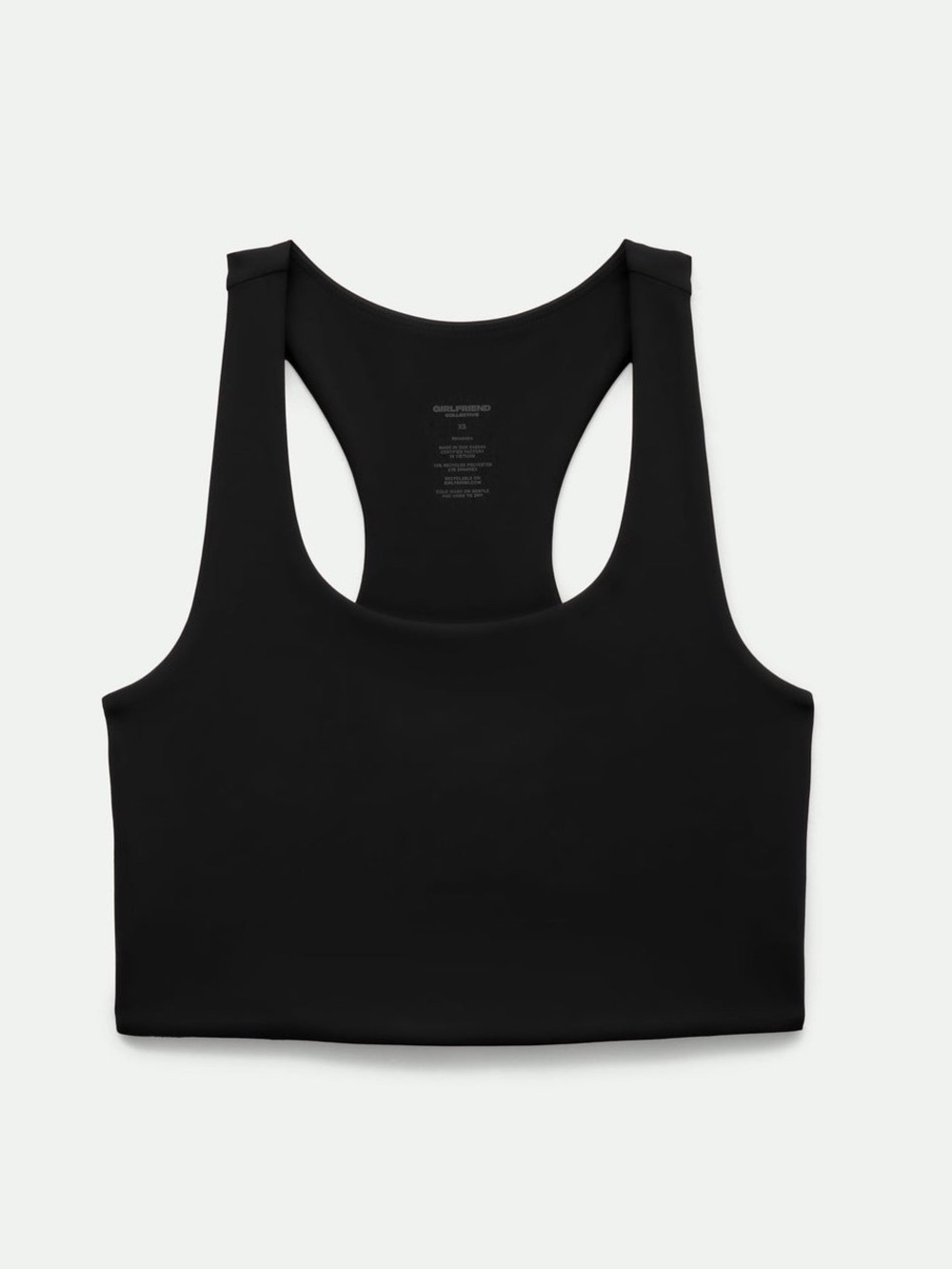 Girlfriend Collective Black Ribbed Paloma Racerback Sports Bra yoga pilates LRG